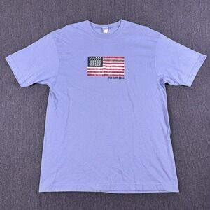 Vintage Old Navy 2004 American Flag Patriotic‎ Mens Lavender T-Shirt Size L